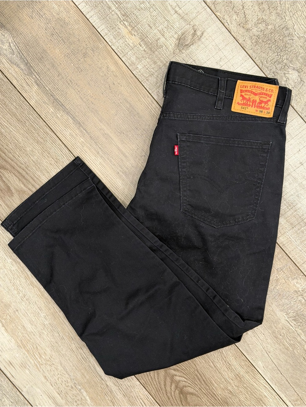 Mens Levi's 541 All Seasons Tech Black Straight Leg Jeans Size W-38 L- 30”